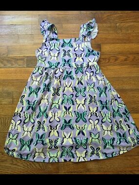 Girls' Butterfly Print Casual Dress - Purple